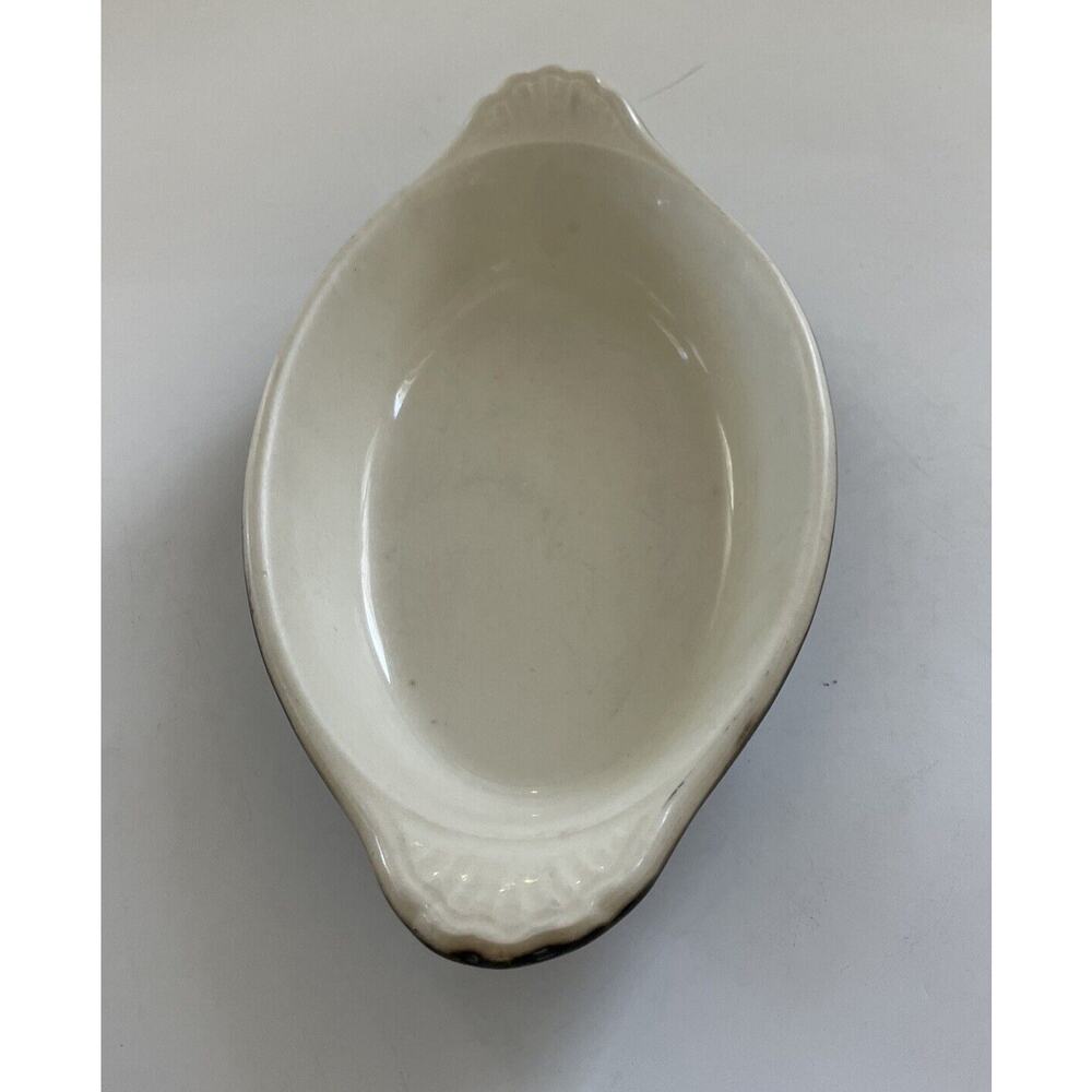 VTG Hall China Baking Small Dish 1970’s USA 528 Scalloped Handles‎ 9.5x5